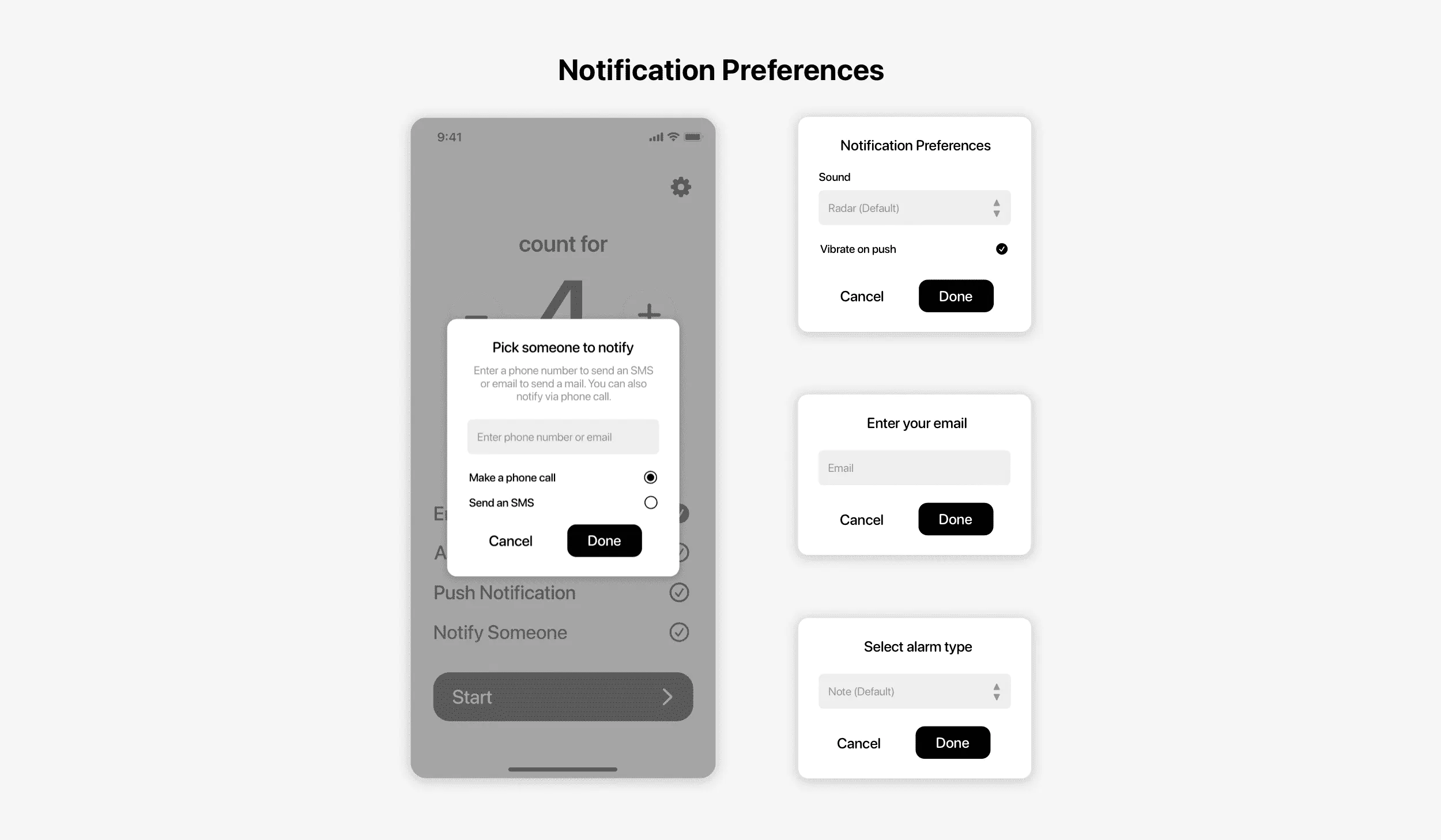 Notification preference popups on the homescreen